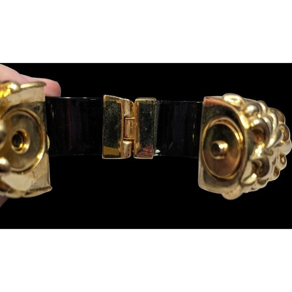 Vintage Inna Cytrine Paris Fleur Chrysanthemum Lucite And Metal Clamper Bracelet - Picture 4 of 10